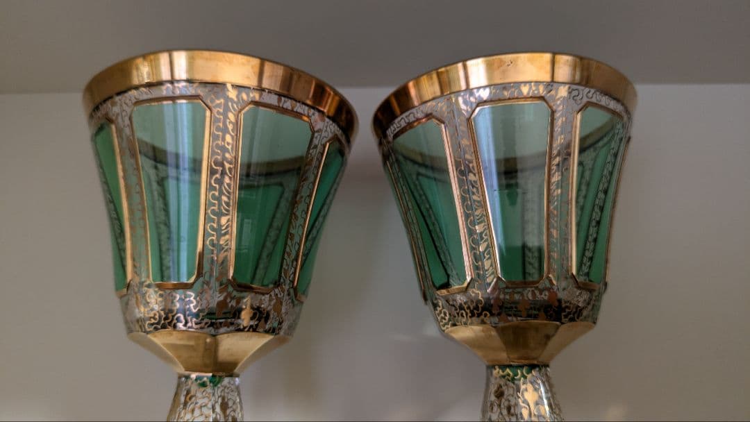 ワイングラス　ボヘミアン　グリーン