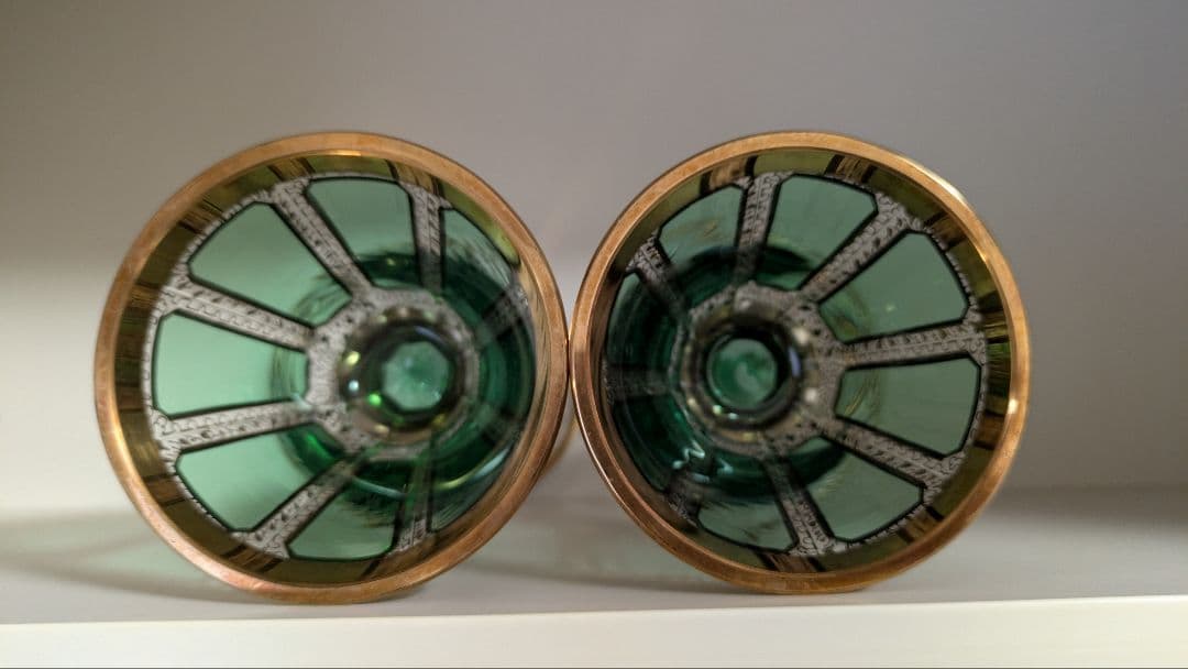 ワイングラス　ボヘミアン　グリーン