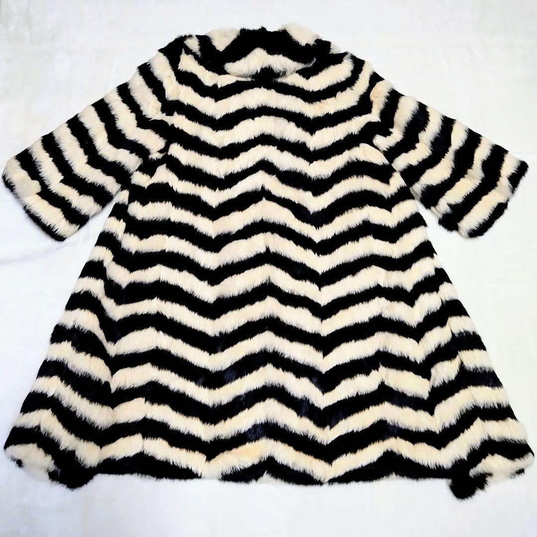 【極美品】ラビットファー リアルファー 毛皮 ボリューム ロングコート M