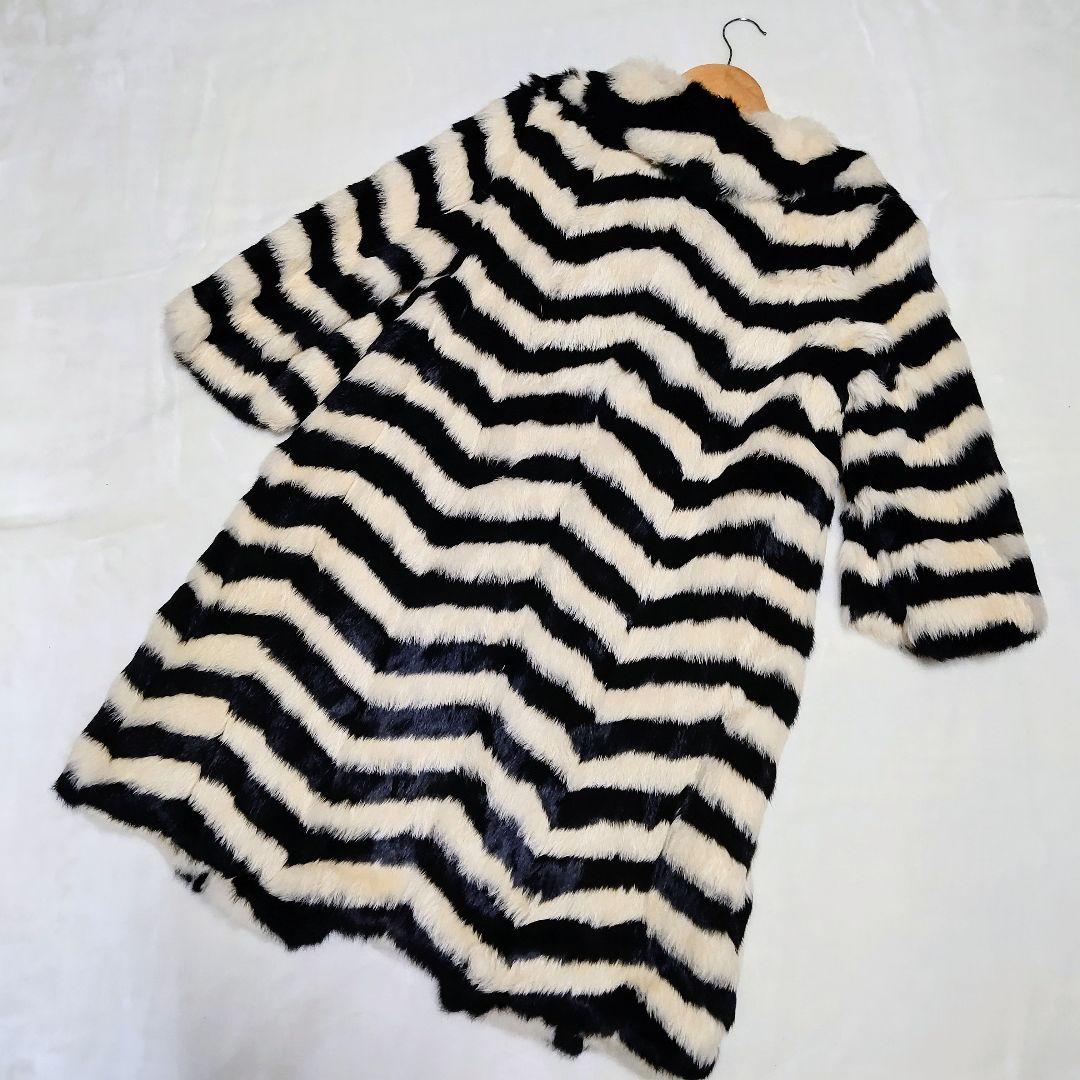 【極美品】ラビットファー リアルファー 毛皮 ボリューム ロングコート M