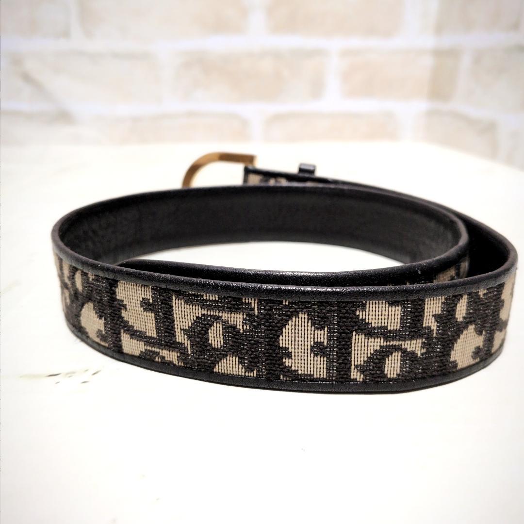 ★OLD DIOR【ディオール】トロッター柄 キャンバス 切替 レザーベルト希少