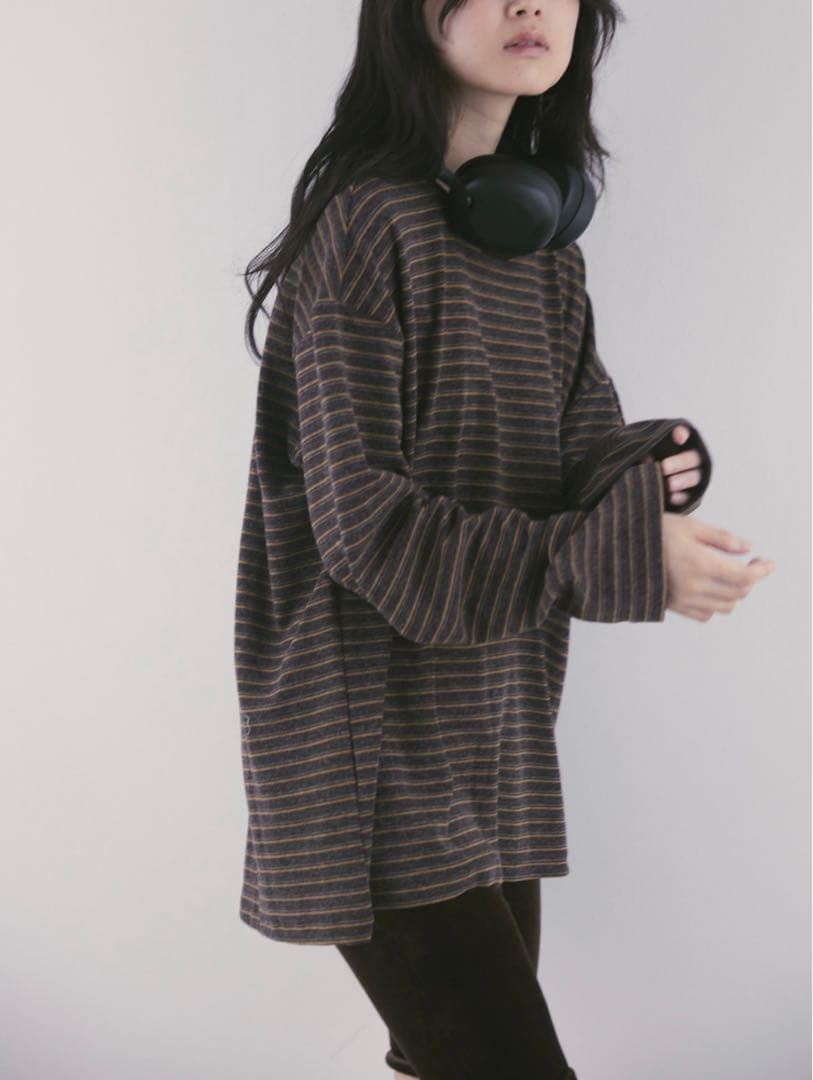 トップス aere / border long T-shirts