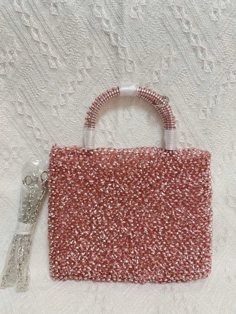 やーこ様の予約専用ページ　キラキラ　ビーズ　パーティーバッグ　ピンク