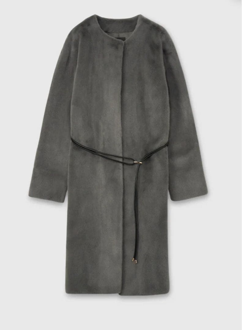 anuans ECOPEL ノーカラーファーコート