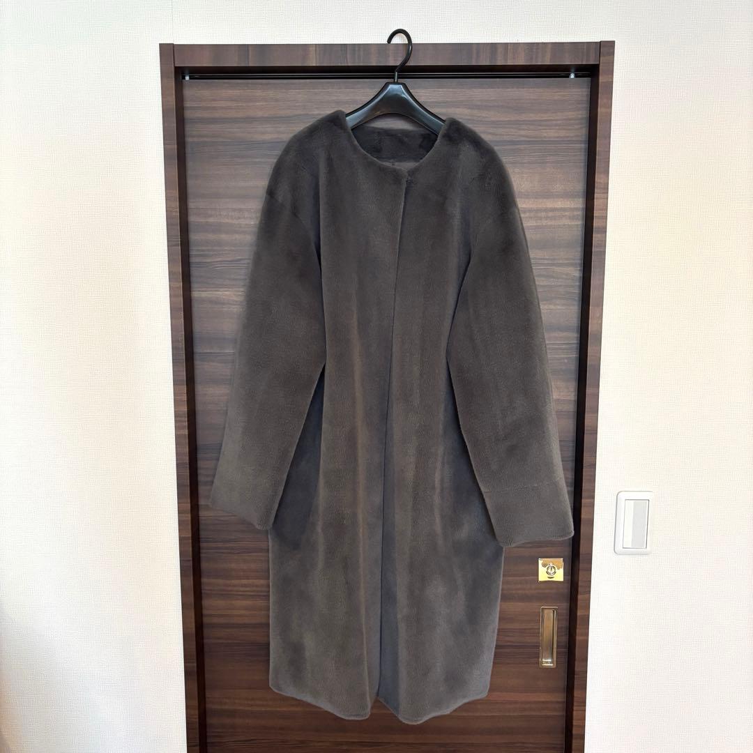 anuans ECOPEL ノーカラーファーコート