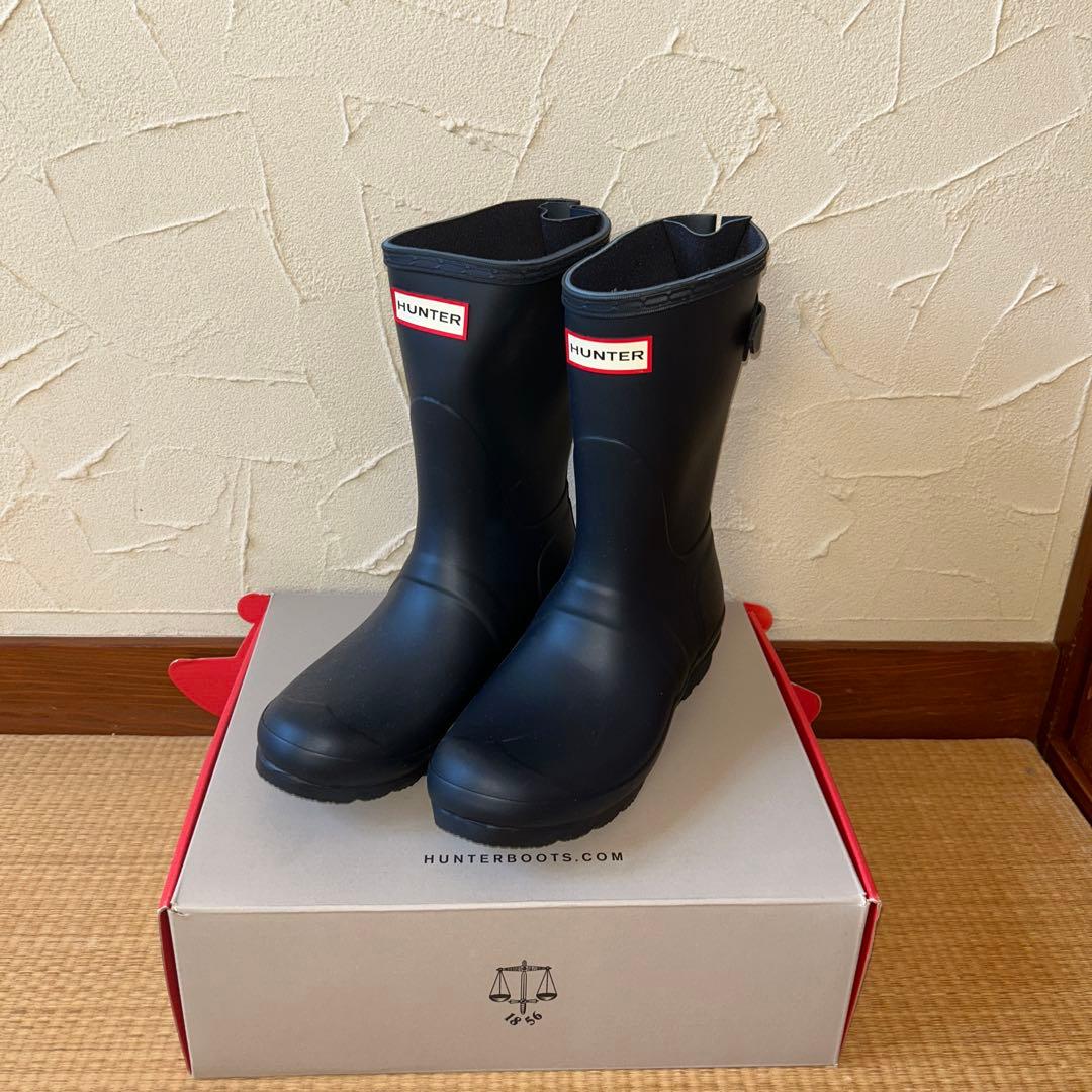 「てっちゃん」HUNTER ネイビー 長靴 バックル付き