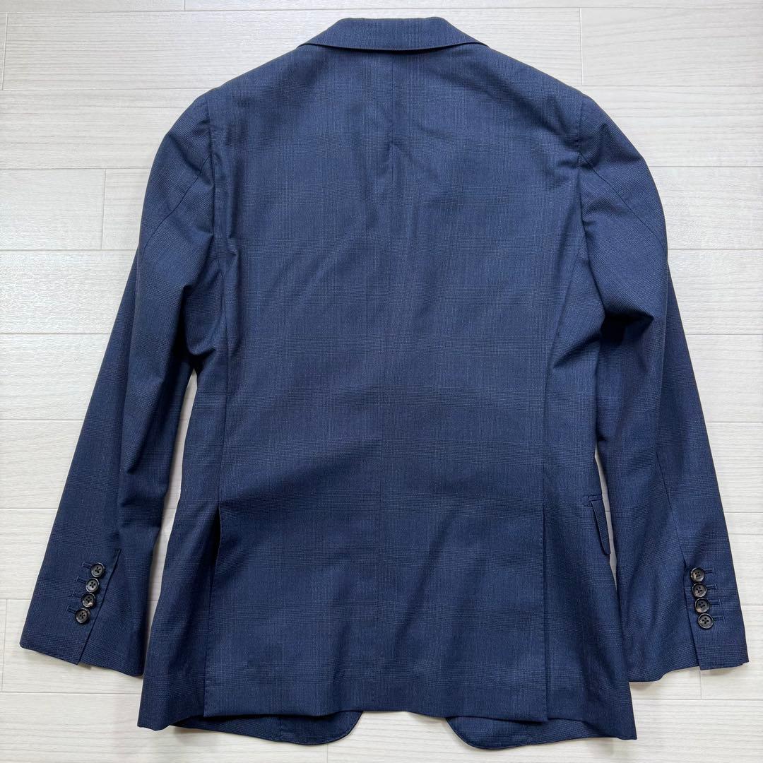 極美品 スーツセレクト 高級生地 ゼニア グレンチェック ネイビー スーツ M