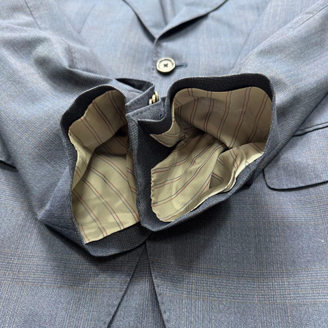 極美品 スーツセレクト 高級生地 ゼニア グレンチェック ネイビー スーツ M