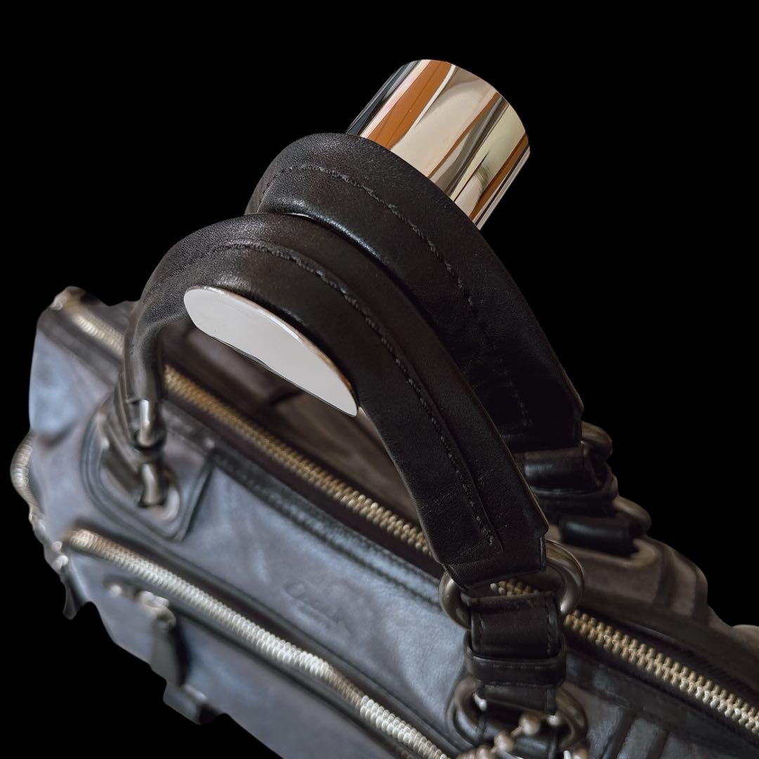 COACH レガシー メタリックグレー 本革 サッチェル ハンドバッグ