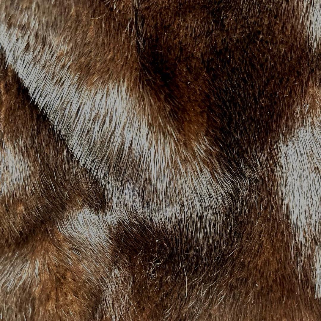 高級 EMBA エンバ ミンクファーコート リアルファー ダークブラウン F