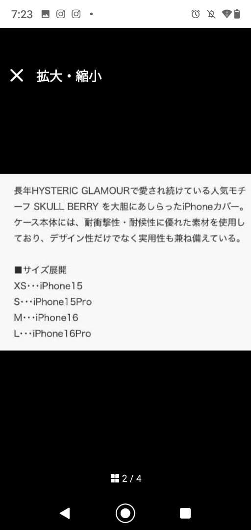 SKULL BERRY柄 iPhone16proカバー