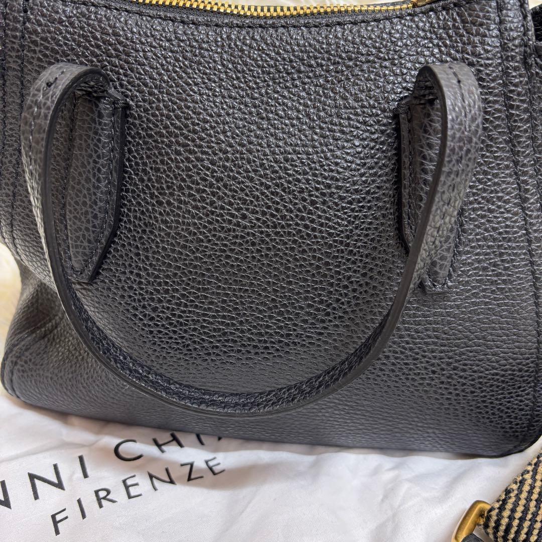 GIANNI CHIARINI レザートートバッグ 黒 2way 太ストラップ付