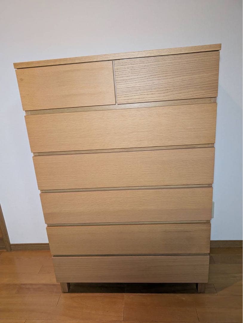 ■送料込■無印良品 6段チェスト オーク材 たんす 棚 衣類収納 脚付