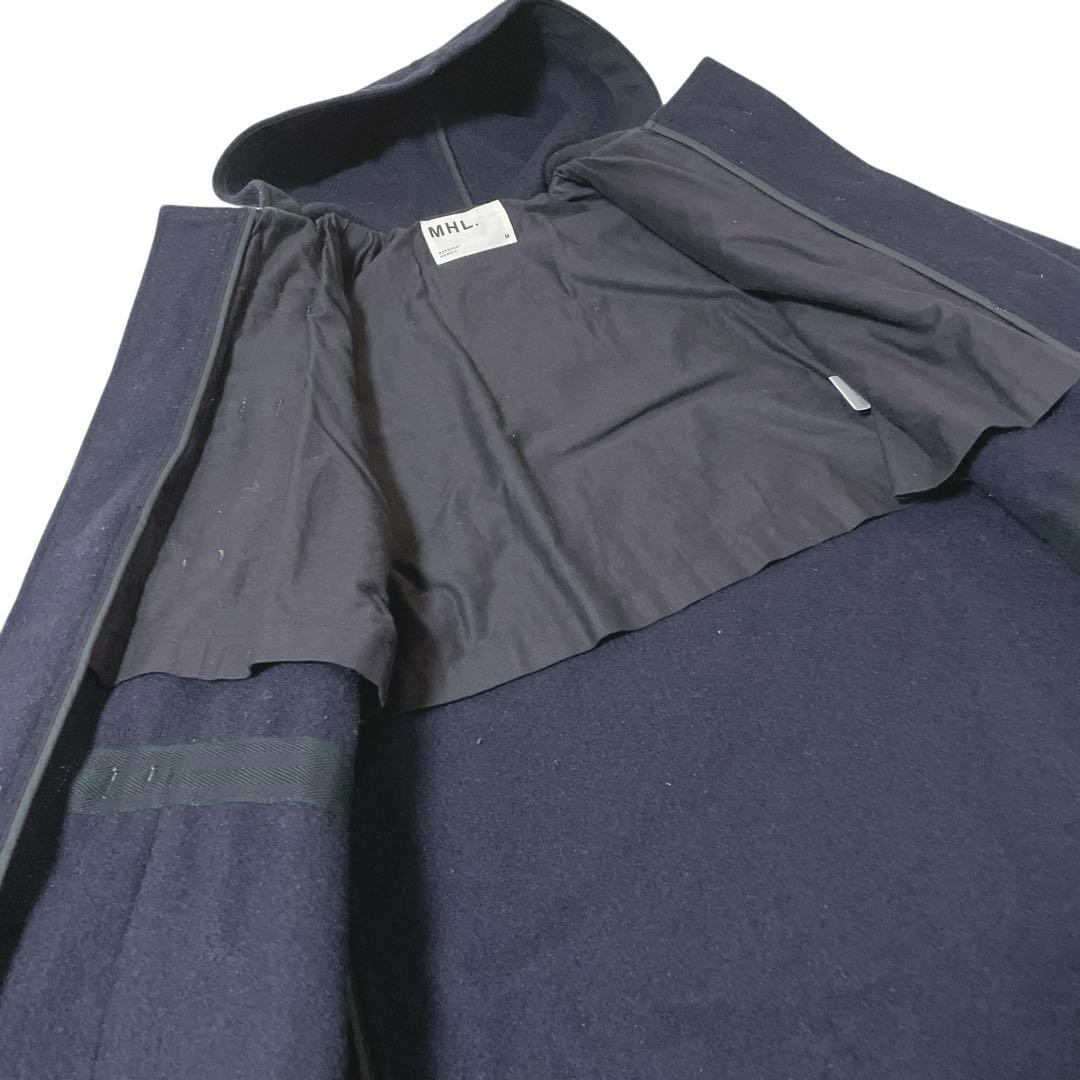 MHL. ロングダッフルコート ウール トグル M ネイビー　通勤　通学