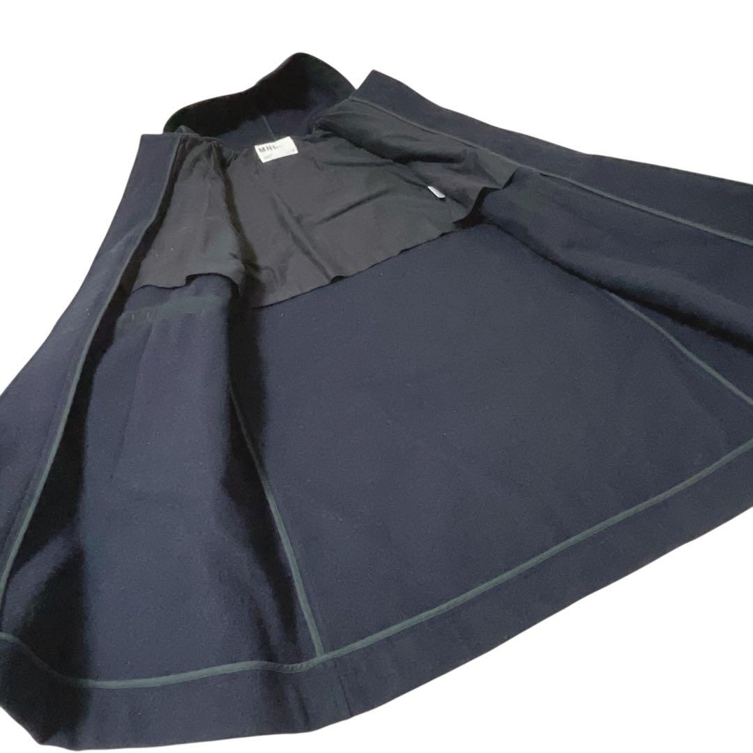 MHL. ロングダッフルコート ウール トグル M ネイビー　通勤　通学