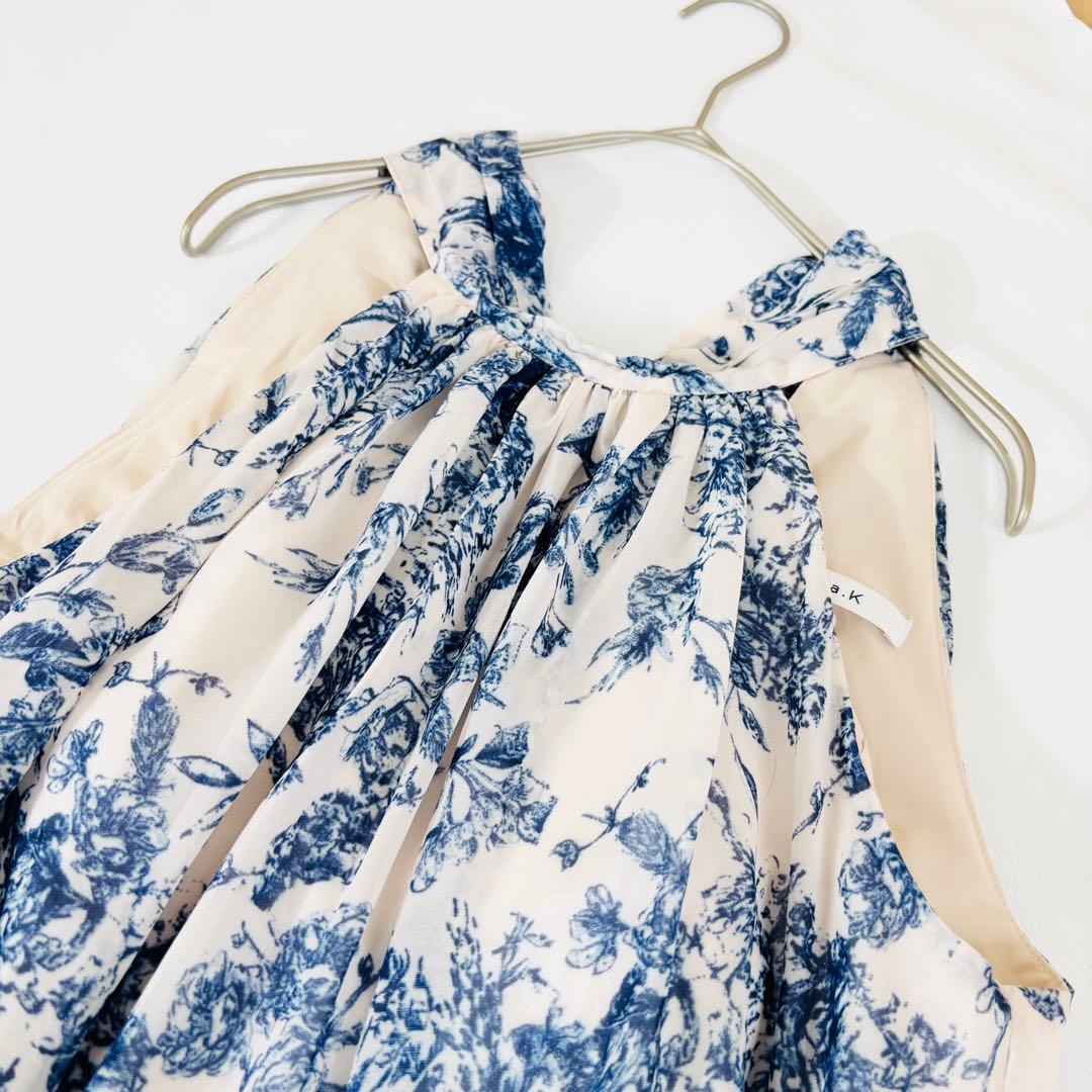 916未使用級✨エステラケー プリントホルターネックティアードドレス
