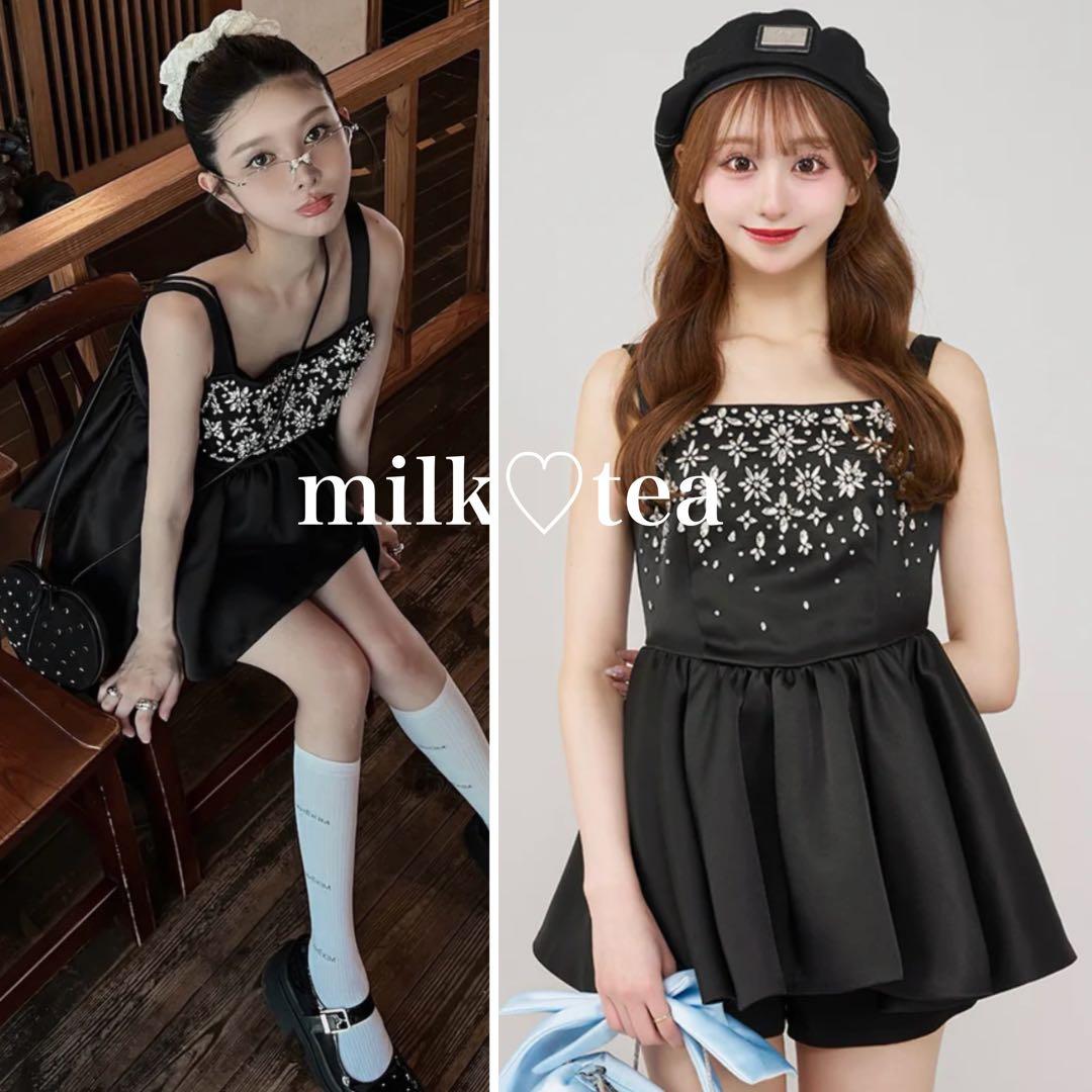 新品タグ付き ブラック ダーリッチ ジュエリーフレアチュニック 黒 フリー F