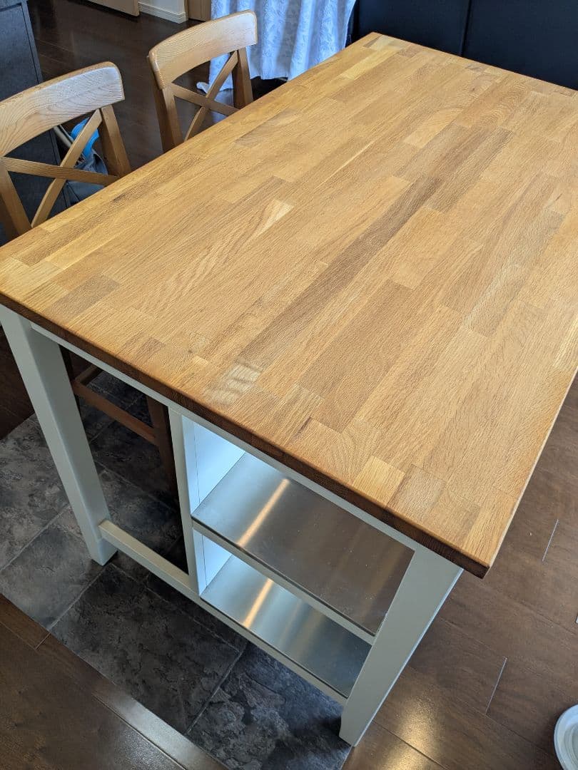 イケアIKEASTENSTORPアイランドキッチンテーブル＆椅子＋おまけ【引取