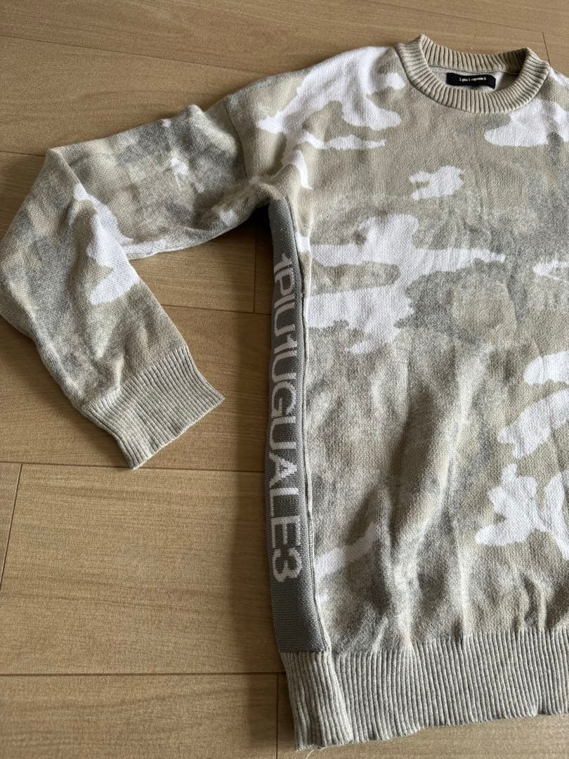 1piu1uguale3 ドロップショルダー　コットンクルーネックニット AKM