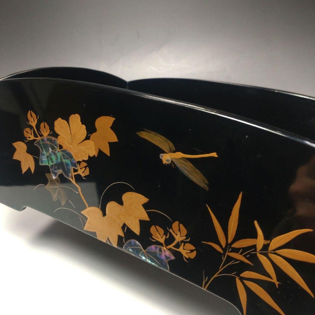 イ101 莨盆『蜻蛉螺鈿金蒔絵　煙草盆』『漆塗　茶道具』トンボ