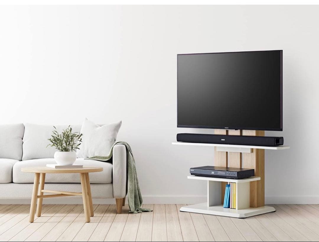 【セット2/2】朝日木材加工(Asahiwood) 壁寄せ テレビ スタンド