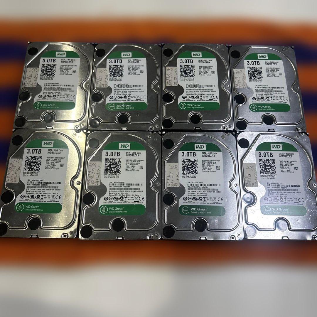 WD 3.0TB 内蔵型ハードディスクドライブ 8台セット