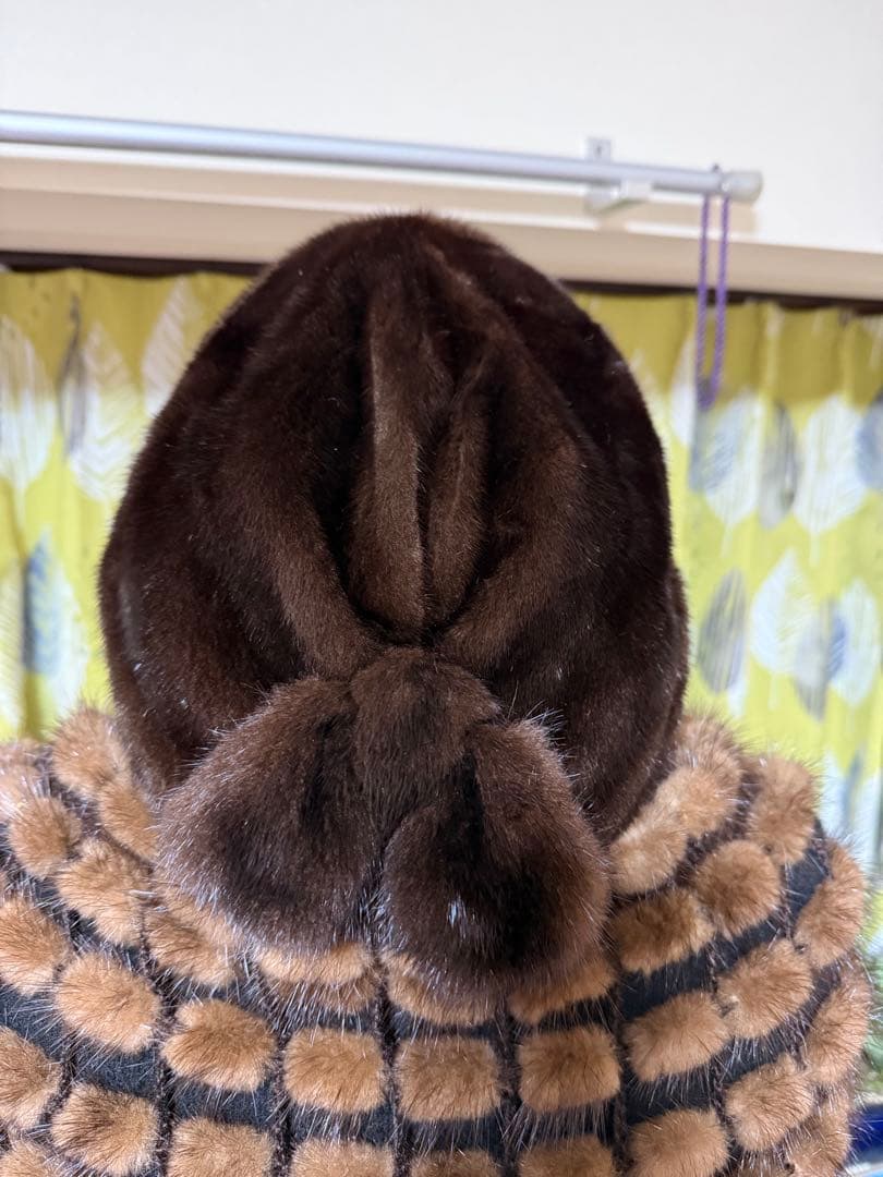 ブラックグラマミンク　ダークブラウン ミンクファー帽子 アメリカ製　Fサイズ