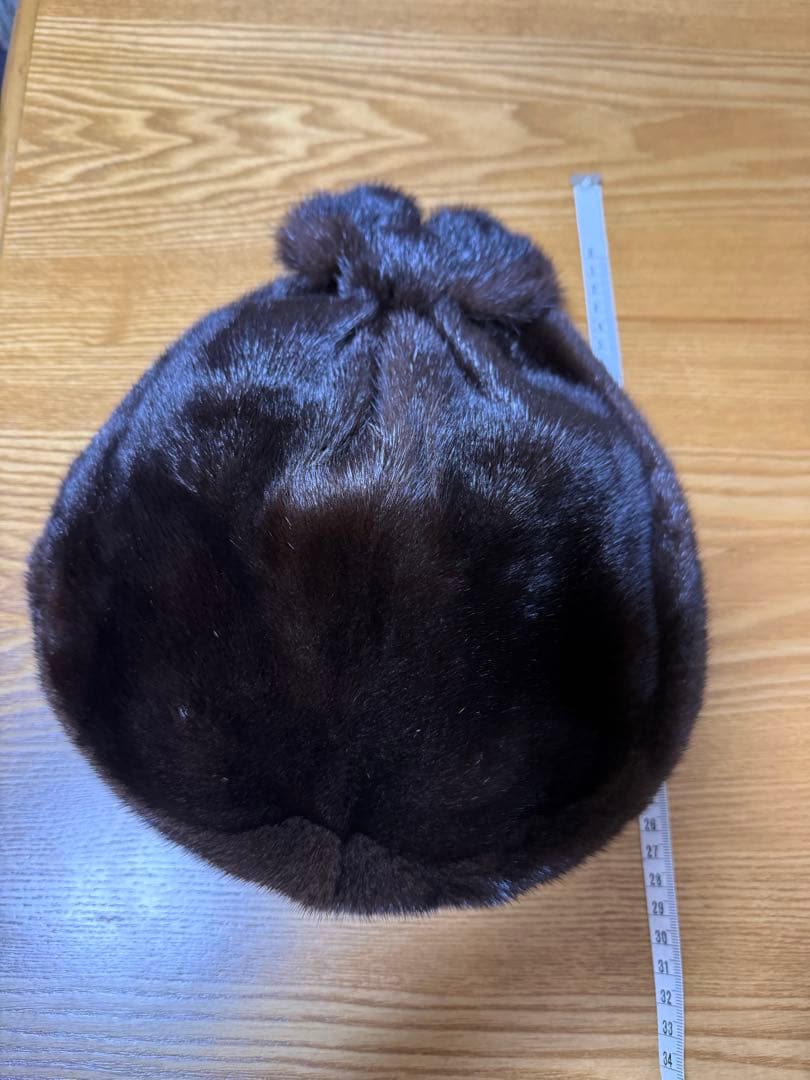 ブラックグラマミンク　ダークブラウン ミンクファー帽子 アメリカ製　Fサイズ