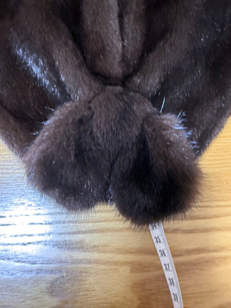 ブラックグラマミンク　ダークブラウン ミンクファー帽子 アメリカ製　Fサイズ