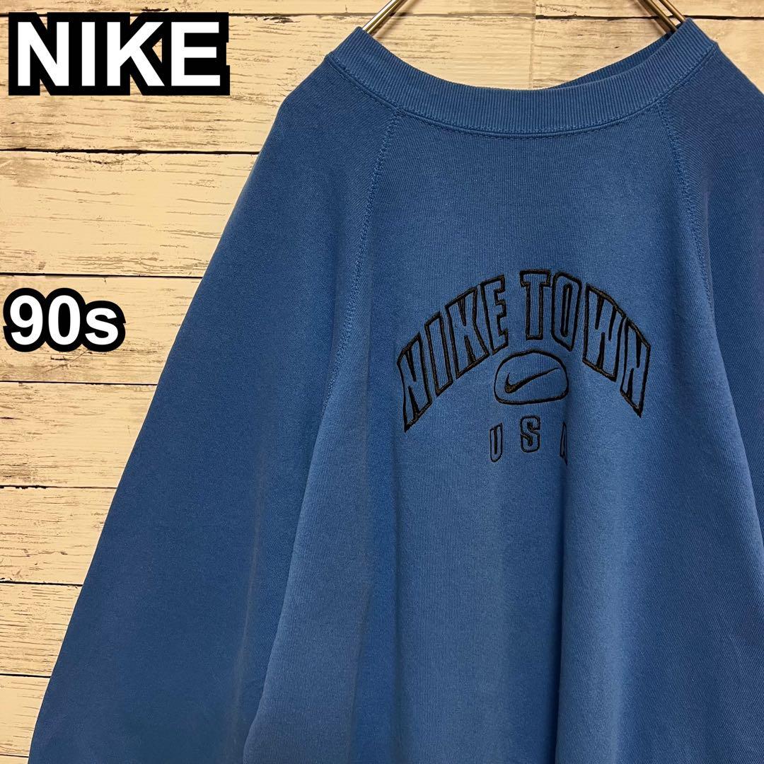 1015【人気XLサイズ】ナイキ♤刺繍ビッグロゴ　90s 銀タグ　スウェット希少