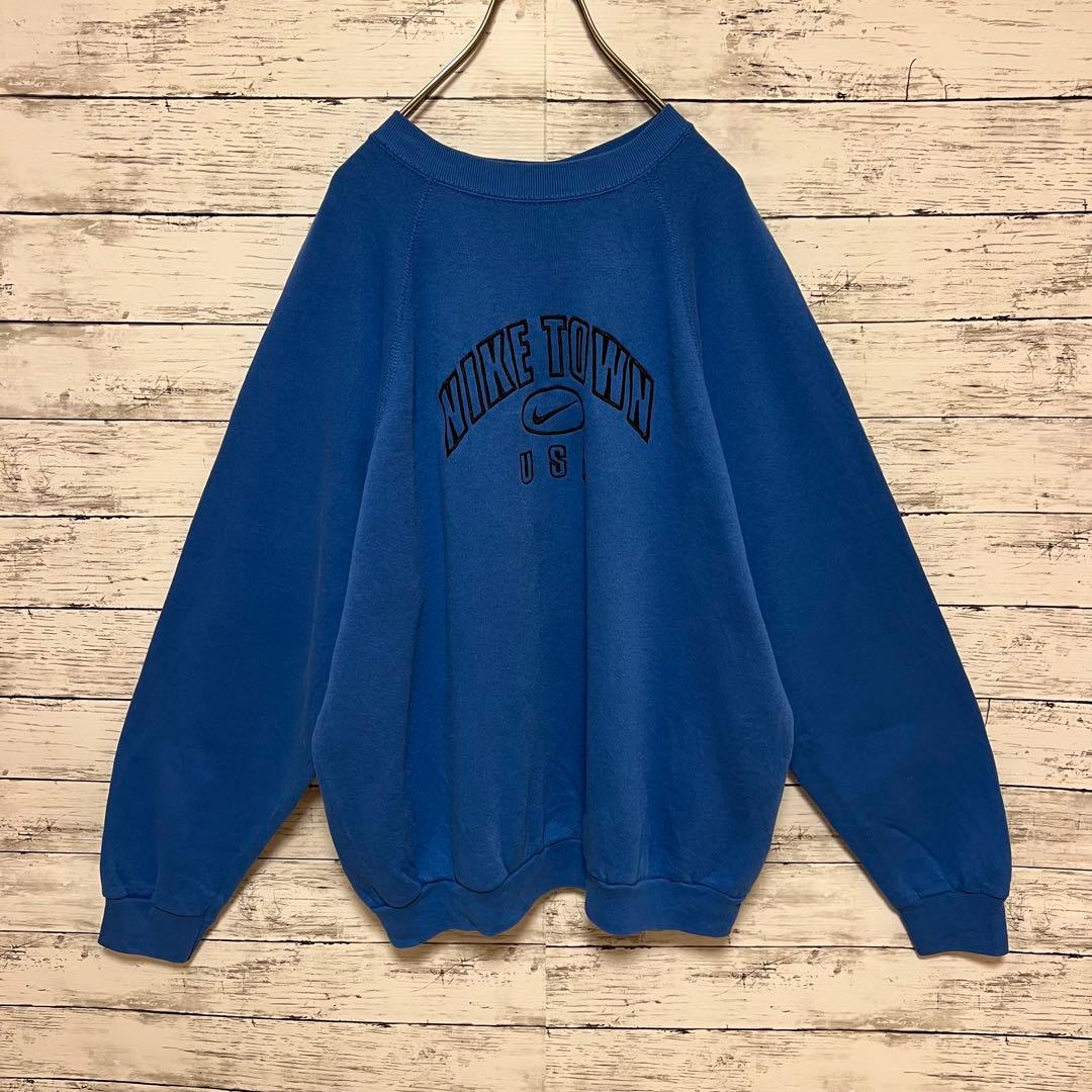 1015【人気XLサイズ】ナイキ♤刺繍ビッグロゴ　90s 銀タグ　スウェット希少