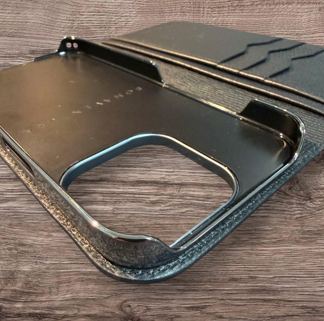 ボナベンチュラ iPhone 16 Pro用 ノービレレザー手帳型ケース（黒）