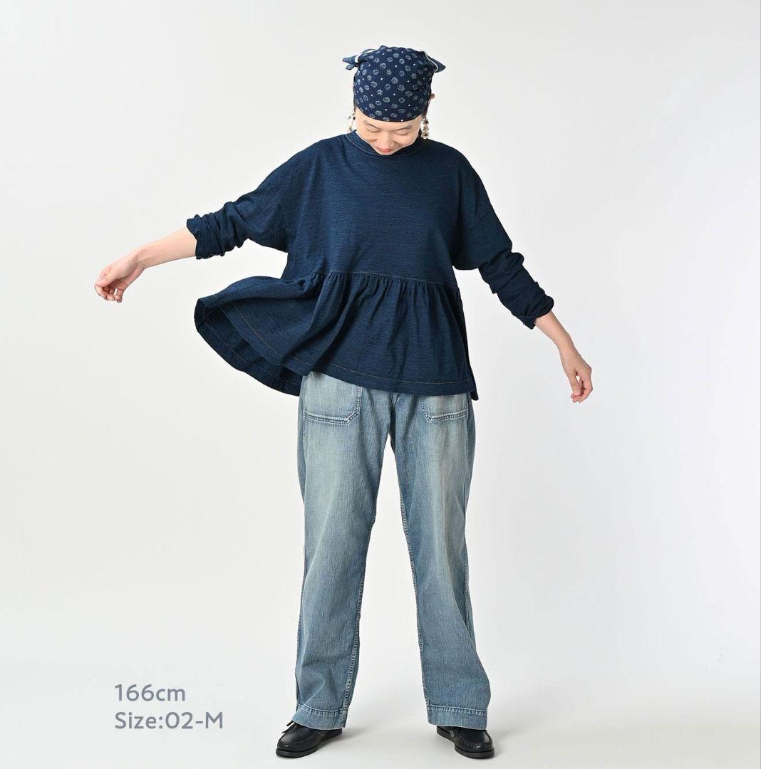 本日最終45R★天竺のフリルTシャツ（影色納戸）今季