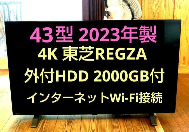 4K 液晶テレビ 東芝 REGZA 43型 2023年製 外付HDD2TB付