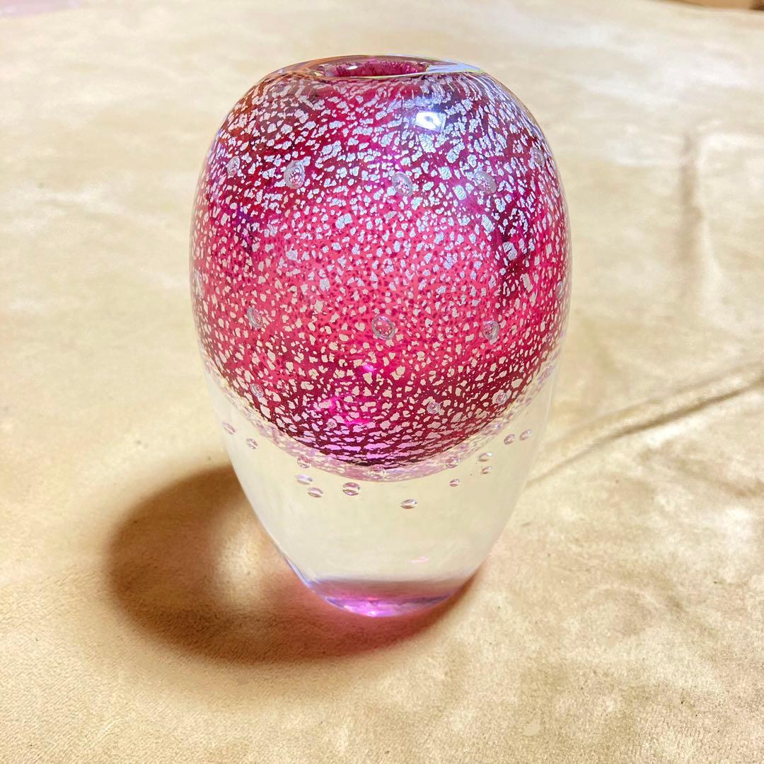 超希少品　サイン有り 現代の名工 黒木国昭 銀彩泡入花器 一輪挿し