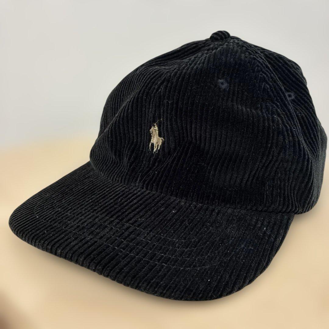 ラルフローレン　コーディロイキャップ　太畝　黒