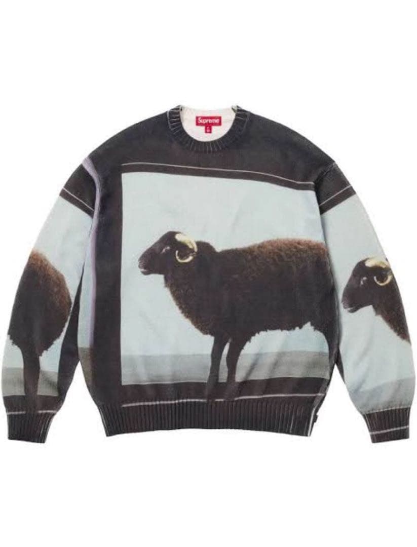 SS25 ダミアンハースト セーター supreme 羊 シェープ 黒 青