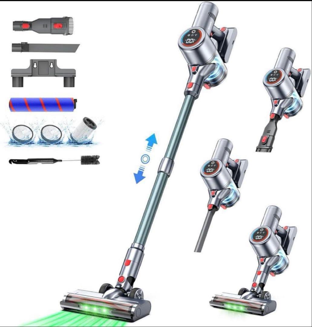 【新品未使用】コードレス掃除機 LEDライト付＆50Kpa強力吸引＆自立式