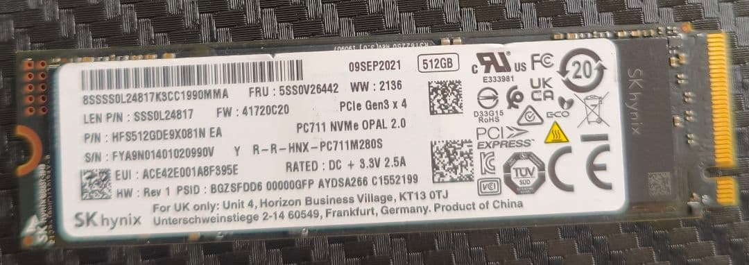 内蔵型SSD 3 SK Hynix HFS512GDE9X081N 512GB SSD