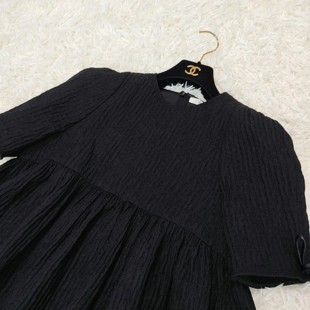 美品✨ヨリ　フクレフレアブラウス　ブラック　36