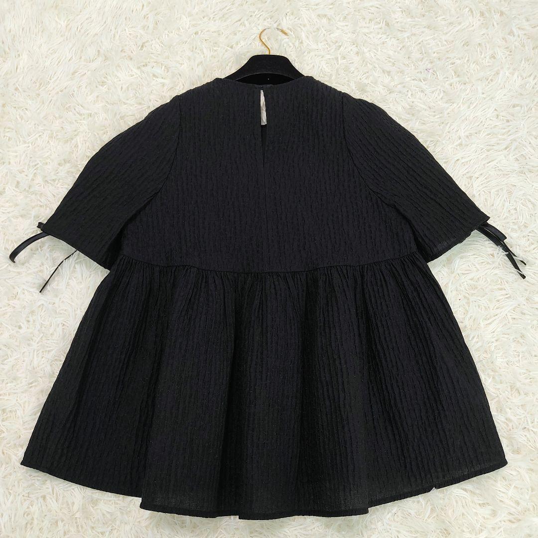 美品✨ヨリ　フクレフレアブラウス　ブラック　36