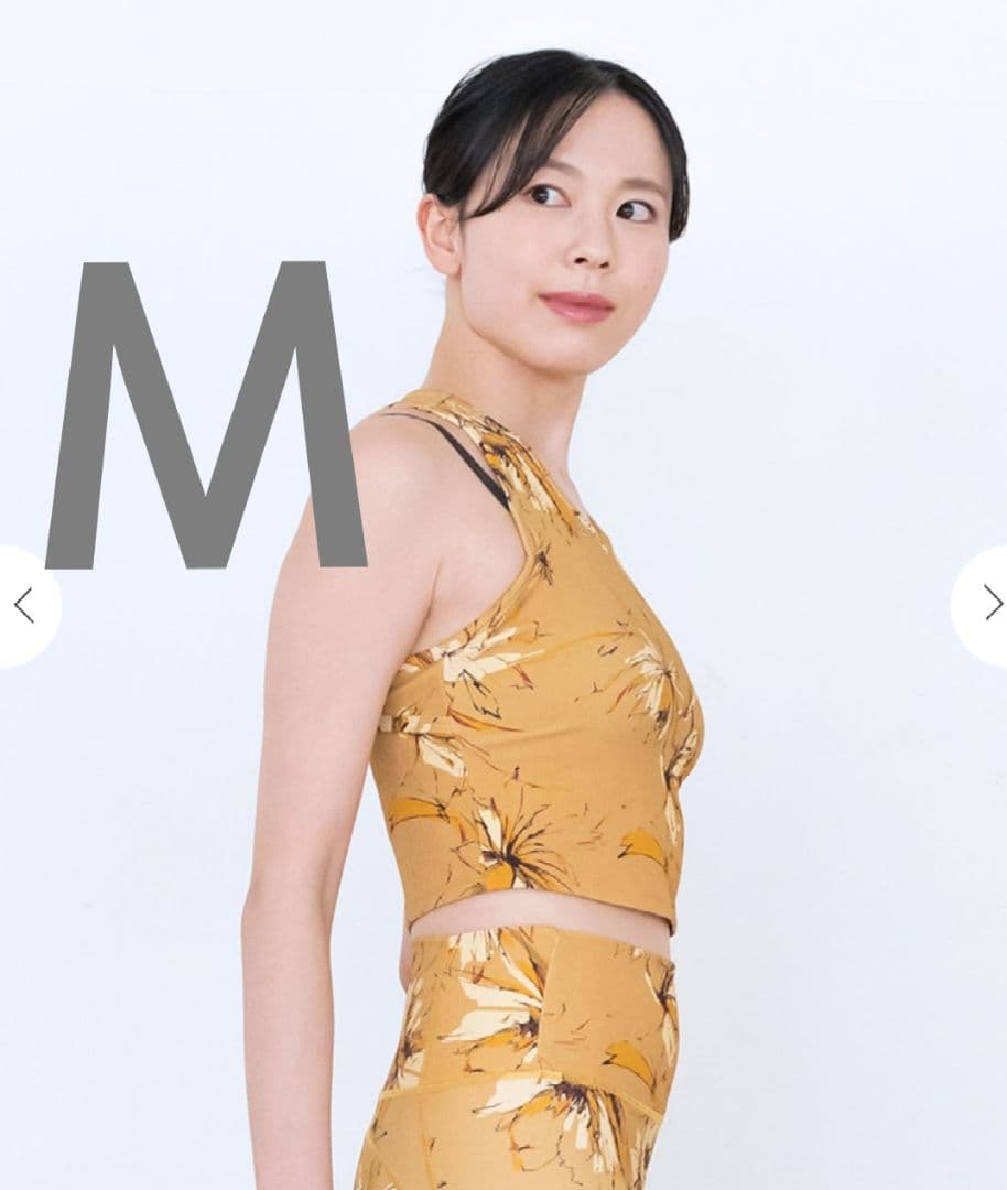 【SUKALA】リブBigフラワープリントショートタンクトップ ゴールド Ｍ