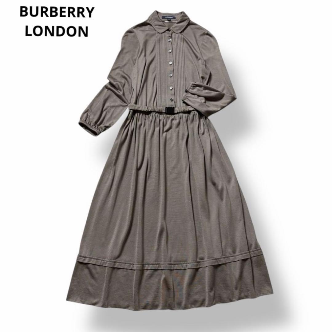 バーバリーロンドン ワンピース シルク混 胸タック