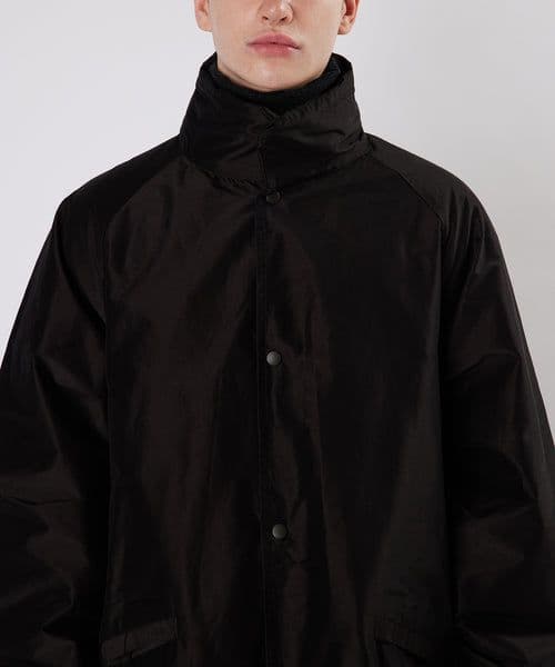 COMOLI (コモリ) コットンシルク フーデッドコート [BROWN]