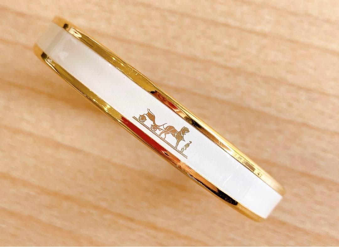 エルメス バングル ブレスレット エマイユ オフホワイト ゴールド HERMES