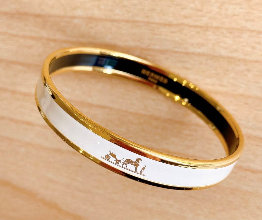 エルメス バングル ブレスレット エマイユ オフホワイト ゴールド HERMES