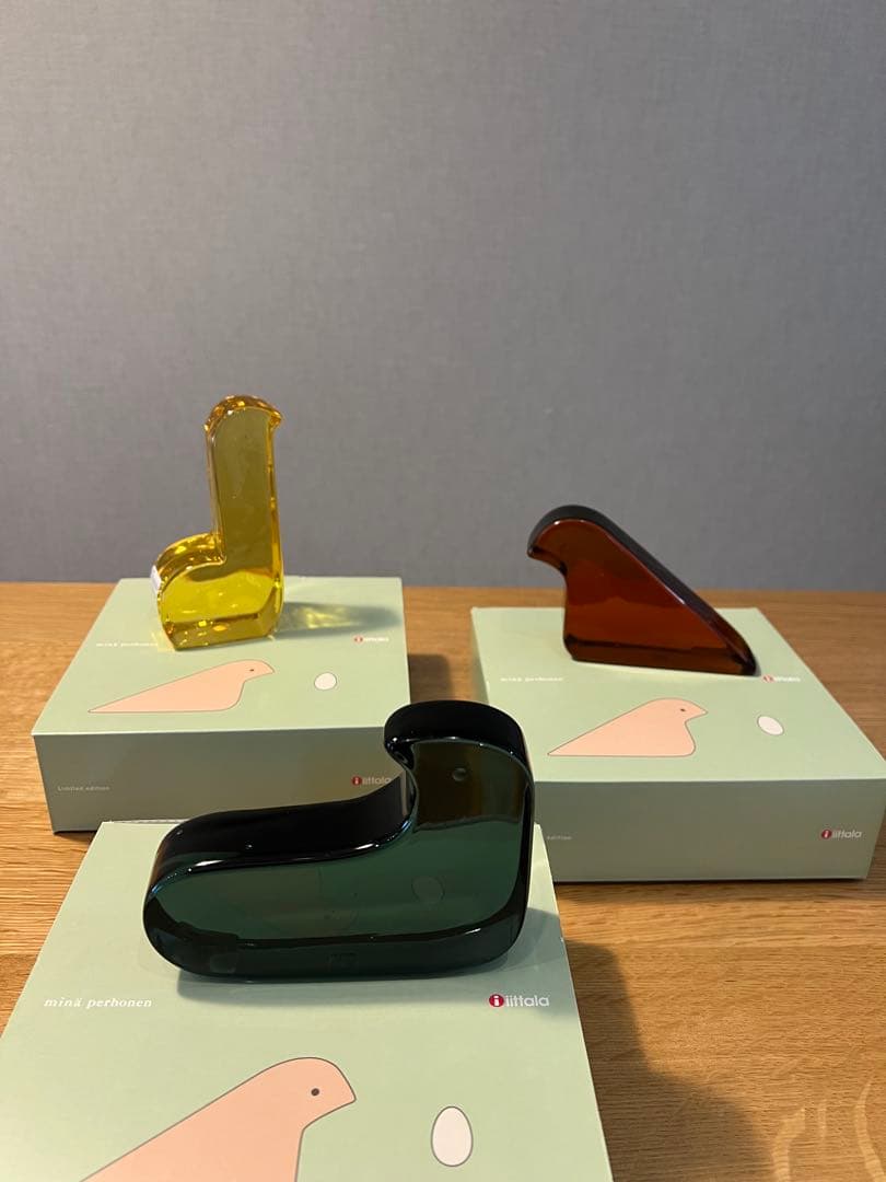 【箱あり】イッタラ×ミナペルホネン ガラスバード　3色セット
