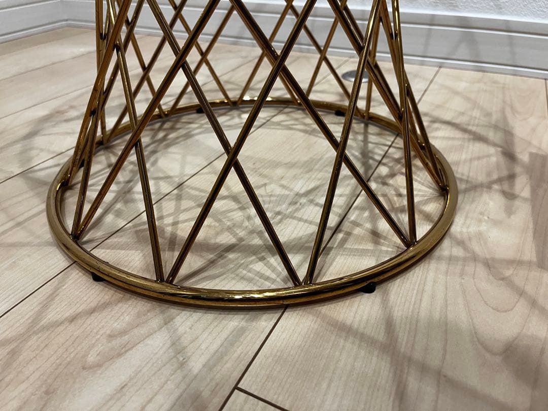 フランフラン　マーリアサイドテーブル　クリア×ゴールド φ500