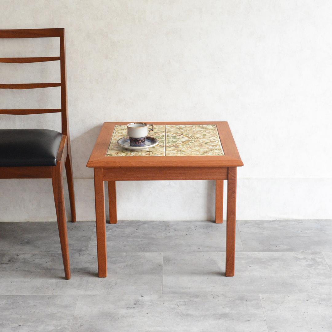 Ran　デンマーク タイルトップ チーク サイドテーブル 北欧家具