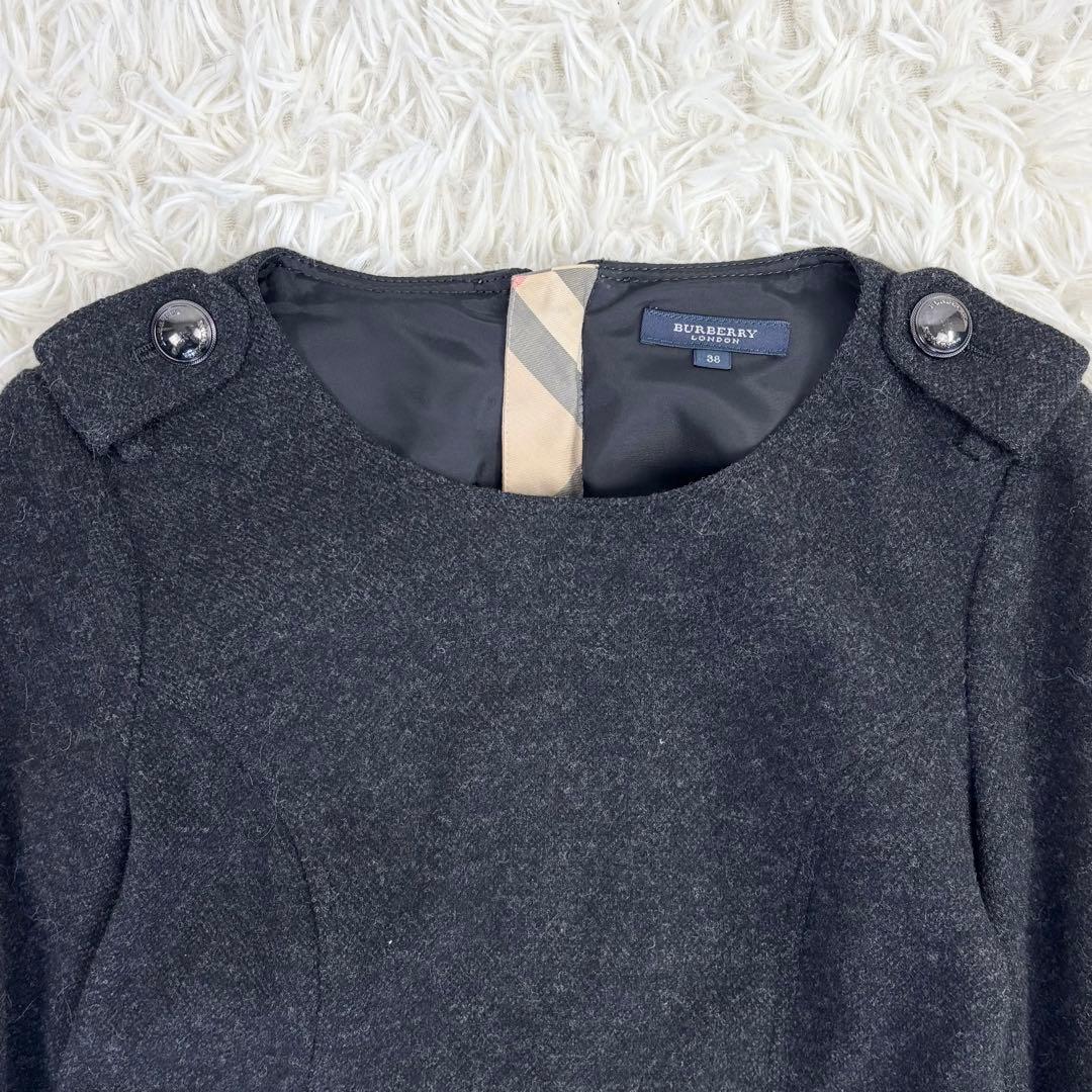 バーバリー ロンドン カシミヤウール ノバチェック ワンピース 38